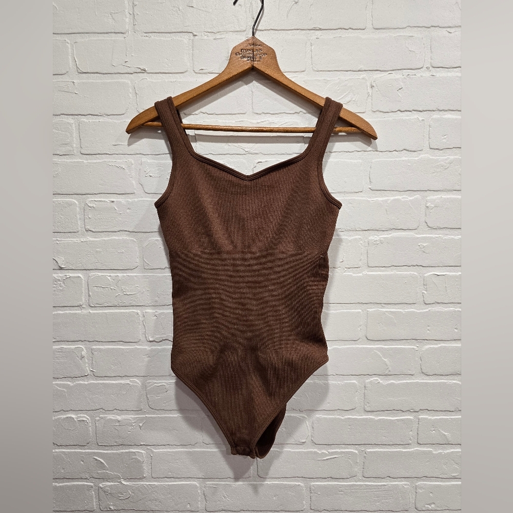 Brown Ribbed Bodysuit OQQ